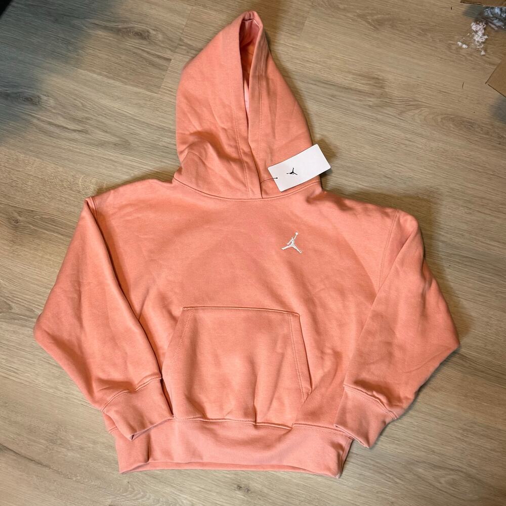 Jordan Girls Brooklyn Fleece Hoodie M Light Madder Root Orange NWT